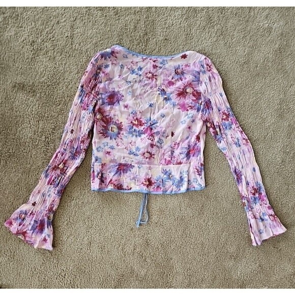 Free People Movement Women's Venice Printed Purple Floral Top Size XS NWOT $98 - Picture 8 of 10